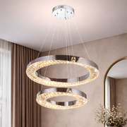 Candelabru LED HALO Magno, Diametru 40+60 cm, Inaltime 120 cm, IP20, Lumina Rece/Neutra/Calda, Dimabila, Crom, Cristal, Metal
