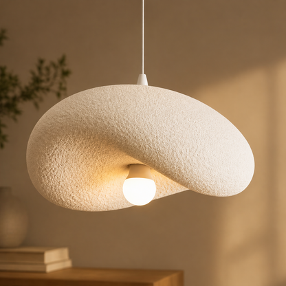 Lustra Moderna FOAMER Magno, 59 cm, Suspendata, 1 X E27, Alb, Metal si Spuma, Inaltime Reglabila