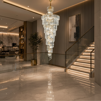Candelabru Cristal BELLARIVA 27xE14, D60 cm, Auriu, Metal si Cristal