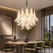 Candelabru Cristal MURANO Eleganza 4xE14, D50 cm, Alb, Inaltime Reglabila, Metal si Cristal