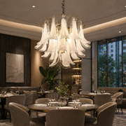 Candelabru Cristal MURANO Eleganza 4xE14, D50 cm, Alb, Inaltime Reglabila, Metal si Cristal