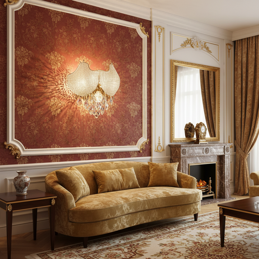 Aplica Cristal LUXE, 3xE14, Diametru 30 cm, Inaltime 31 cm, Auriu Lucios, Design Elegant