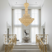Candelabru Cristal PALAIS Grande 65xE14, Diametru 150cm, Inaltime 240cm, Auriu Lucios, Inaltime Reglabila, Design Elegant