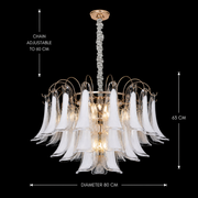 Candelabru Cristal MURANO Regalis 17xE14, D80 cm, Alb, Inaltime Reglabila, Metal si Cristal