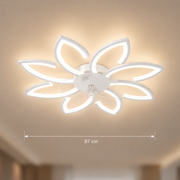 Lustra LED Ventilator ANEMO cu Telecomanda, 47W, D87cm, Lumina Rece/Neutra/Calda, Metal si Plastic, Alb