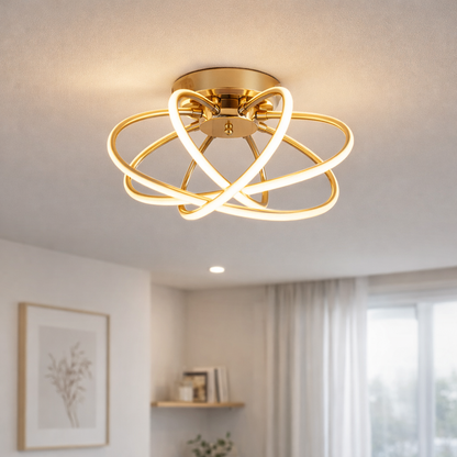 Lustra LED cu Telecomanda LT770/500GD, 45W, Lumina Calda/Rece/Neutra 3000K/4000K/6000K, Dimabila, Aurium Metal