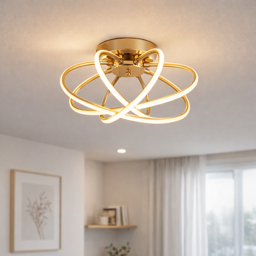 Lustra LED cu Telecomanda LT770/500GD, 45W, Lumina Calda/Rece/Neutra 3000K/4000K/6000K, Dimabila, Aurium Metal
