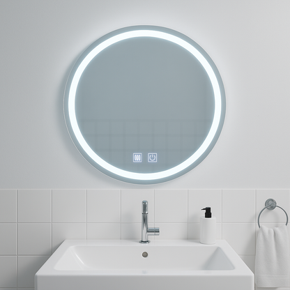 Oglinda LED Rotunda, 60cm, Lucea Touch, Sistem Dezaburire, Dimabila