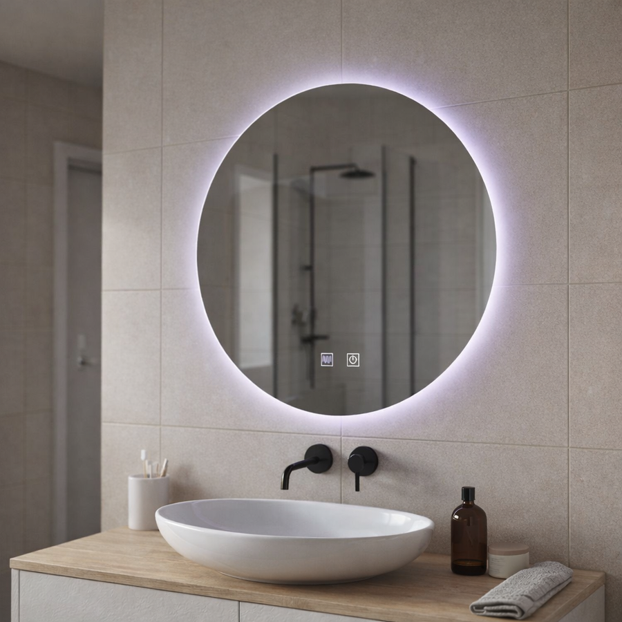 Oglinda LED Rotunda, 70cm, Isolda, Touch, Sistem Dezaburire