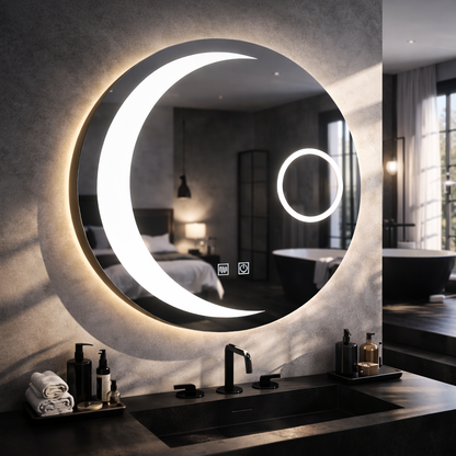 Oglinda LED Rotunda, 80cm, Orbis Touch, Sistem Dezaburire, Dimabila, E31S/80X80