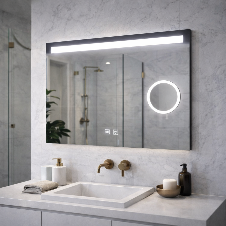 Oglinda LED Rectangulara, 65x45cm, Piano Touch, Sistem Dezaburire, Dimabila