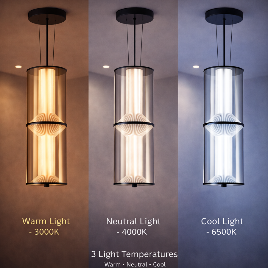 Lustra LED Suspendata cu Telecomanda 48W, LM511/2BK, Inaltime Reglabila, Lumina Calda/Rece/Neutra, Negru, Metal