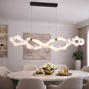Lustra LED Suspendata Acril LT762/2GD, 36W, Lumina Calda/Neutra/Rece 3000/4000/6000K, Alb Auriu, Inaltime Reglabila