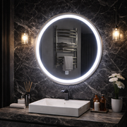 Oglinda LED Touch Gallio , Diametru 60cm, Lumina Rece 6000K, Sticla