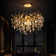 Candelabru Cristal WALTZ Rhapsody, 6x G9, Auriu, 45cm, Inaltime Reglabila, Metal si Cristal