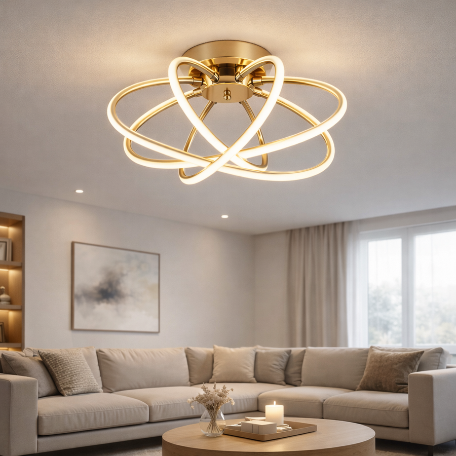 Lustra LED cu Telecomanda LT770/500GD, 45W, Lumina Calda/Rece/Neutra 3000K/4000K/6000K, Dimabila, Aurium Metal