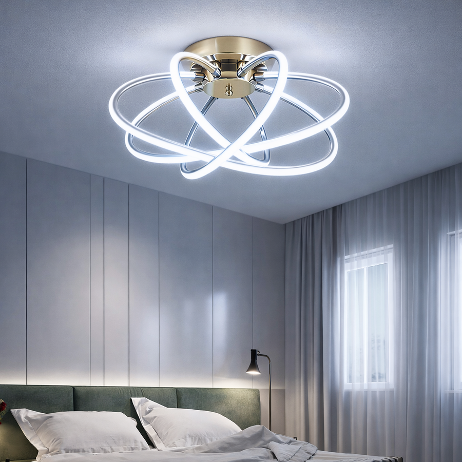 Lustra LED cu Telecomanda LT770/500GD, 45W, Lumina Calda/Rece/Neutra 3000K/4000K/6000K, Dimabila, Aurium Metal