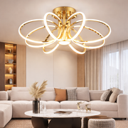 Lustra LED cu Telecomanda LT771/500GD, 25W, Lumina Calda/Rece/Neutra 3000K/4000K/6000K, Dimabila, Auriu, Metal si Silicon