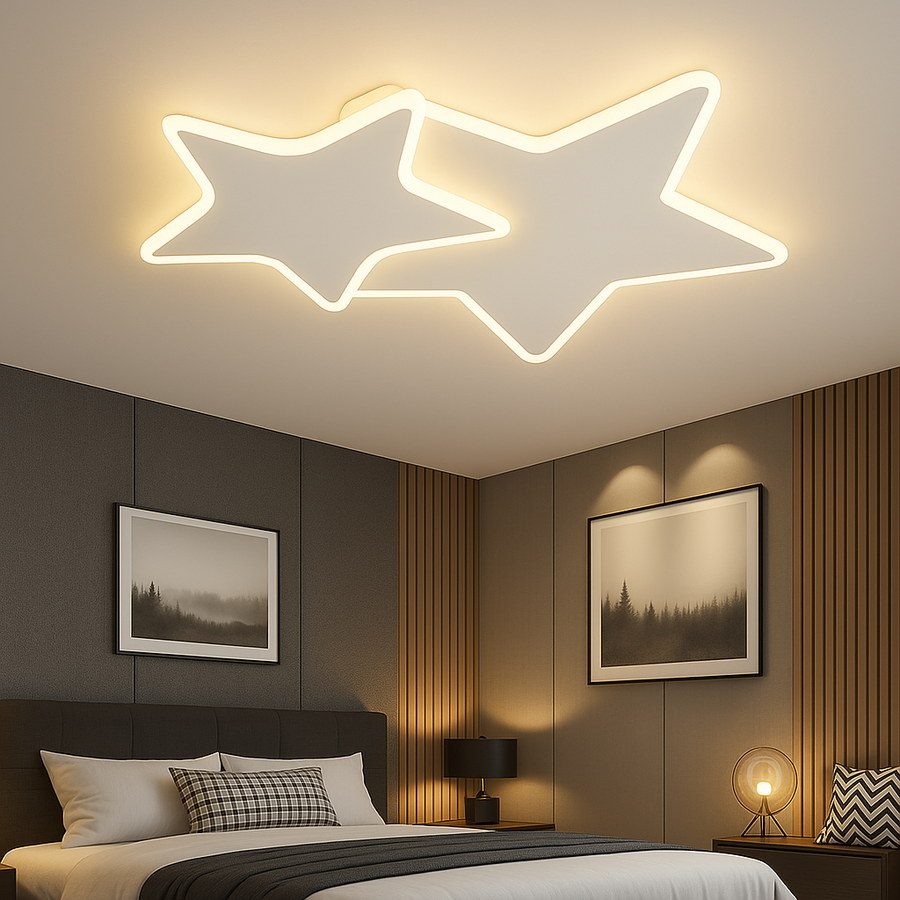 Lustra LED cu telecomanda 41W,  Stele, lumina Rece/Calda/Neutra, Dimabila, Alb