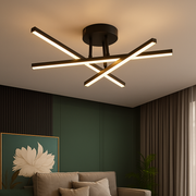 Lustra LED cu telecomanda 41W, 3 Elemente, Liniara, lumina Rece/Calda/Neutra, Dimabila, Negru