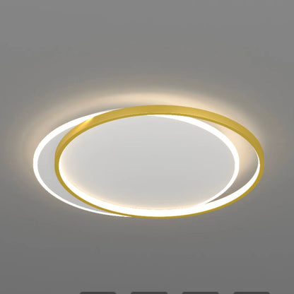 Lustra LED cu telecomanda SOLARA 51W, 2 Cercuri, lumina Rece/Calda/Neutra, Dimabila, Auriu Alb