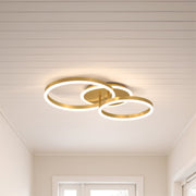Lustra LED cu telecomanda RINOVA 66W, 2 Cercuri, lumina Rece/Calda/Neutra, Dimabila, Auriu Lucios