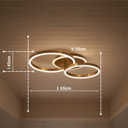 Lustra LED cu telecomanda RINOVA 66W, 2 Cercuri, lumina Rece/Calda/Neutra, Dimabila, Auriu Lucios