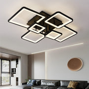 Lustra LED cu telecomanda ELLA 120W, 6 Patrate, lumina Rece/Calda/Neutra, Dimabila, Negru, Metal si Acril