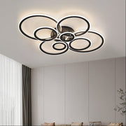 Lustra LED cu telecomanda BETTY 130W, 8 Cercuri, lumina Rece/Calda/Neutra, Dimabila, Negru