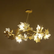 Candelabru Modern, CM260/500GD, 6xE14, Diametru 50cm, Auriu, Inaltime Reglabila, Metal si Cristal