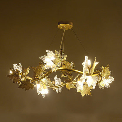 Candelabru Modern, CM260/500GD, 6xE14, Diametru 50cm, Auriu, Inaltime Reglabila, Metal si Cristal