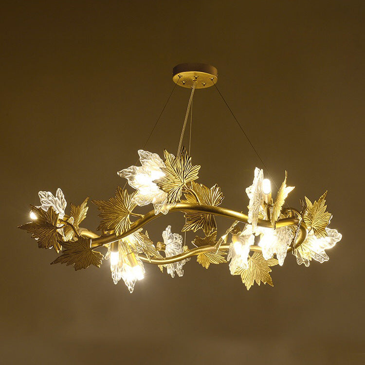 Candelabru Modern, CM260/500GD, 6xE14, Diametru 50cm, Auriu, Inaltime Reglabila, Metal si Cristal