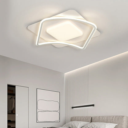 Lustra LED cu telecomanda MODERNO 53W, 2 Patrate, lumina Rece/Calda/Neutra, Dimabila, Alb
