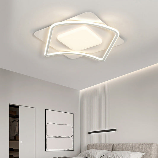 Lustra LED cu telecomanda MODERNO 53W, 2 Patrate, lumina Rece/Calda/Neutra, Dimabila, Alb