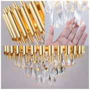 Candelabru Cristal VERSAILLES Petito 3xE14, Diametru 30cm, Auriu, Inaltime Reglabila, Metal si Cristal