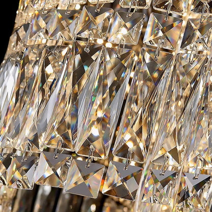 Candelabru Cristal LED cu Telecomanda WAVE Imperio, 100cm, Crom Lucios, Lumina Calda/Rece/Neutra, Inaltime Reglabila, Lumina Dimabila, Metal si Cristal