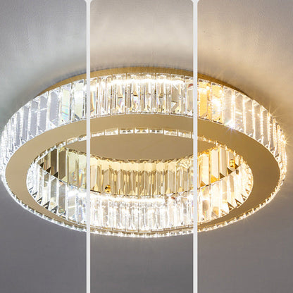 Lustra LED cu telecomanda si cristal VERTUS 31W, 50cm, Cerc, lumina Rece/Calda/Neutra, Dimabila, Crom