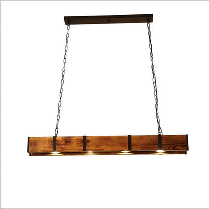 Lustra LED Vintage LV565/4, 12W, 3000K, Rustic Barn, Lemn si Metal, 100cm, Galben