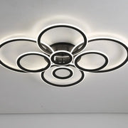 Lustra LED cu telecomanda BETTY 127W, 8 Cercuri, lumina Rece/Calda/Neutra, Dimabila, Negru