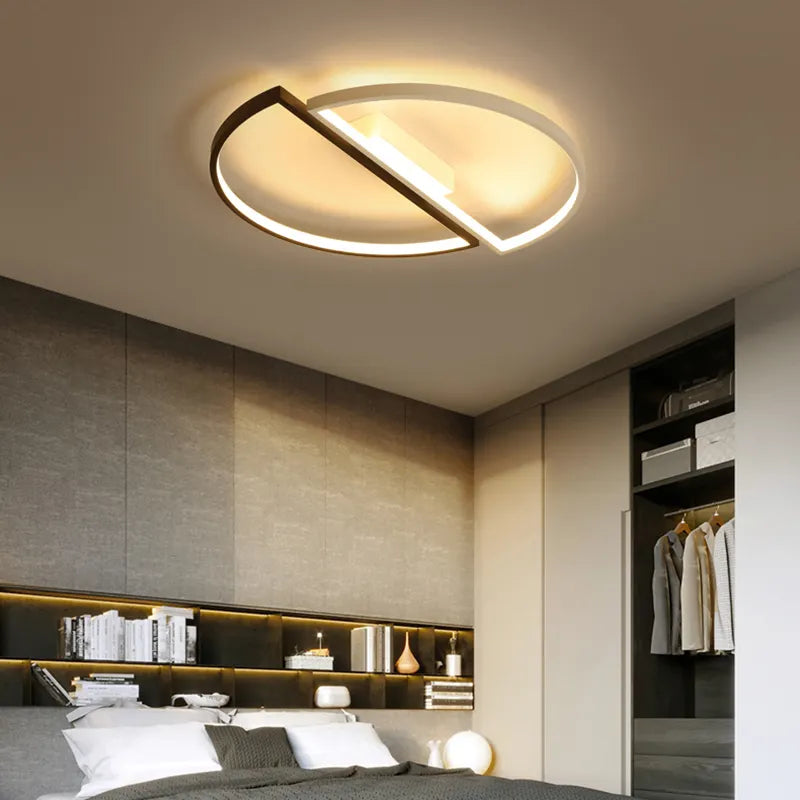 Lustra LED cu telecomanda VECTOR ARCUS 52W, 2 Elemente, lumina Rece/Calda/Neutra, Dimabila, Alb Negru