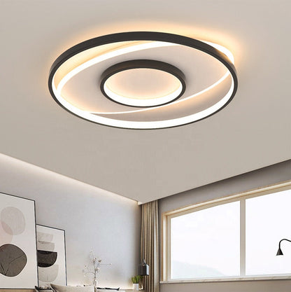 Lustra LED cu telecomanda FIGURATO, 63W, 3 Cercuri, lumina Rece/Calda/Neutra, Dimabila, Negru