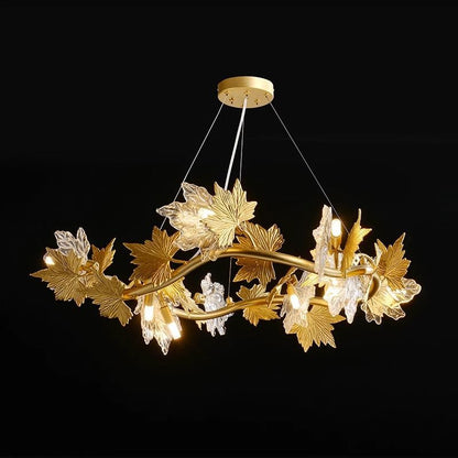 Candelabru Modern, CM260/400+800GD, 12xE14, Diametru 80cm, Auriu, Inaltime Reglabila, Metal si Cristal