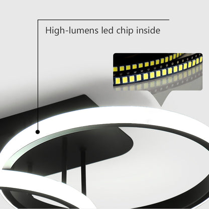 Lustra LED ELIO 47W, 4 Cercuri, Liniara, lumina Rece/Calda/Neutra, Negru