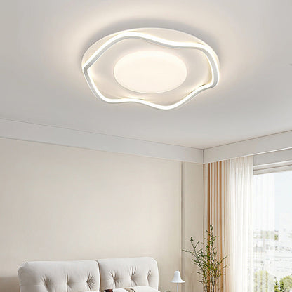 Lustra LED cu telecomanda MODERNO 77W, 2 Cercuri, lumina Rece/Calda/Neutra, Dimabila, Alb