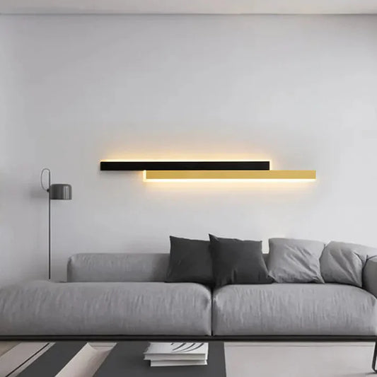 Lustra LED LINIUS 29W, 2 Elemente, Liniara, Lumina Calda/Neutra/Rece, Auriu Negru
