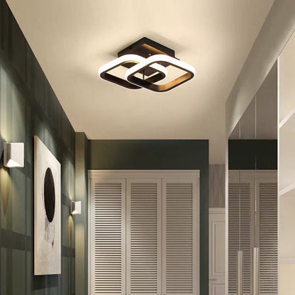 Lustra LED VERTEX Matrix Romburi Suprapuse, Rame Metalice, 24W, 2 Romburi, Lumina Rece/Calda/Neutra 3000K/4000K/6000K, Negru, Metal si Silicon