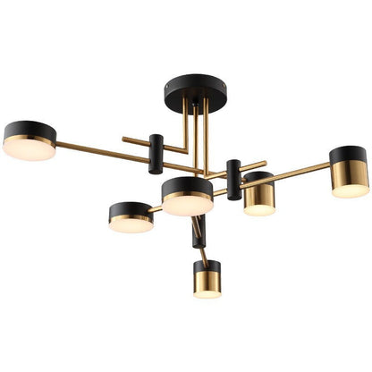 Lustra LED Moderna Ionitus 72W Negru si Auriu, Brate, Lumina Calda/Neutra/Rece 3000K/4000K/6000K, Metal si Acril