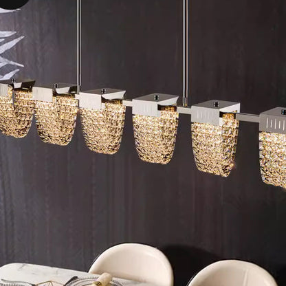 Lustra LED Suspendata, CC370/1200CH, Cristal si Metal, 30W, Telecomanda, Lumina Rece/Calda/Neutra 3000K/4000K/6000K, Iluminat Luxos