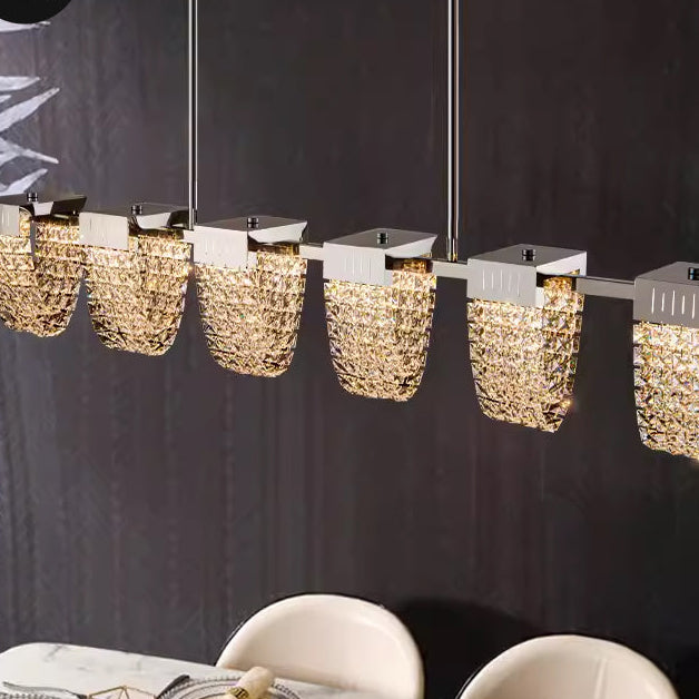Lustra LED Suspendata, CC370/1200CH, Cristal si Metal, 30W, Telecomanda, Lumina Rece/Calda/Neutra 3000K/4000K/6000K, Iluminat Luxos