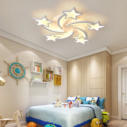Lustra LED cu telecomanda IPOMOEA 85W, 5 Stele, lumina Rece/Calda/Neutra, Dimabila, Alb